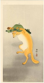 Koson Ohara: Dancing Fox Woodblock NR