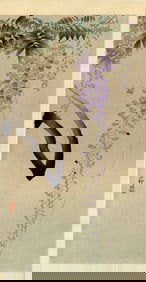 Koson Ohara: Wisteria and Bee 1920s MULLER Estate NR