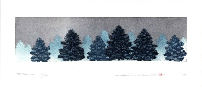 Namiki Hajime: Tree Scene 120 2006 1st Ed Woodblock