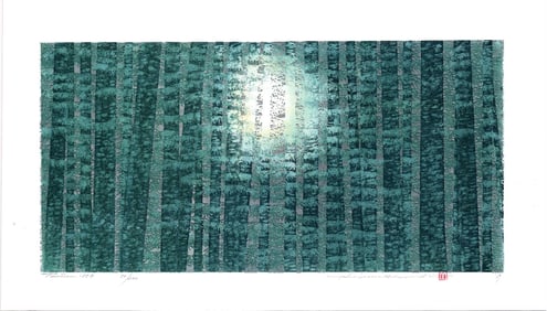 Namiki Hajime: Tree Scene 155B 2009 1st Ed Woodblock