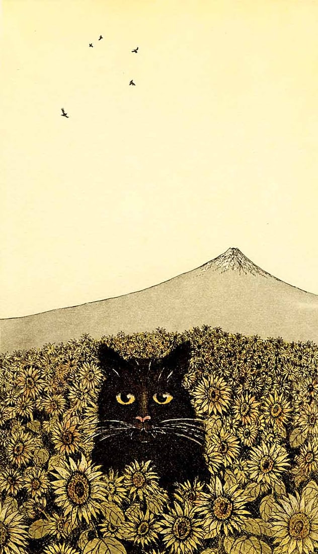 Norikane Hiroto: Black Cat Summer 2020 1st Ed. Mezzotint (1 of 3)