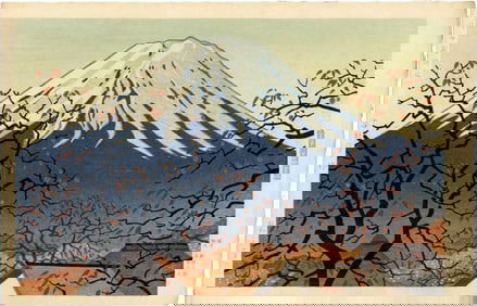 Okumura Koichi: Around Lake Kawaguchi 1949 1st Ed Woodblok