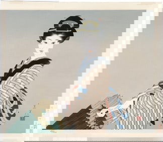 Shimura Tatsumi -- Japanese Women / Jyanome-umbrella Woodblock NR