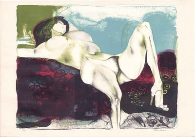 Shirane Mitsuo: Reclining Nude 1979 Lithograph
