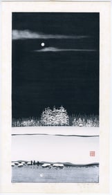 Shufu Miyamoto -- The White Moon 1991 Woodblock