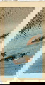 Soseki Komori - Two Ducks 1929 1st ED woodblock MULLER NR