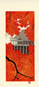 Teruhide Kato: Kiyomizu Temple in Autumn 1999 Woodblock
