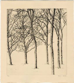 Tetsuro Komai: Trees 1957 Etching