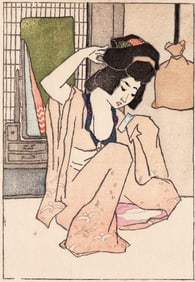 Tobari Kogan: Before the Mirror 1914 Woodblock NR RARE