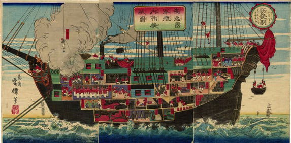 Unsen: Interior Works of a German Warship Triptych 1874 NR