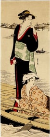Utamaro Kitagawa: Women on a Boat Woodblock