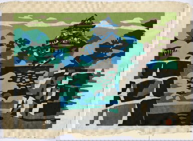 Yusaburo Kawanishi --  Osaka Palace c.1970s Rare Limited Woodblock