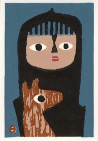Azechi Umetaro: Mountain Boy with Dog Woodblock