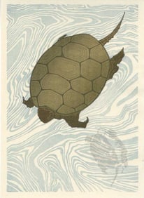 Hokusai Katsushika: Turtles Swimming Woodblock