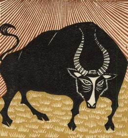 Rei Morimura: Bull  Numbered Ed Woodblock