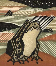 Rei Morimura: Frog Under Sky Numbered Ed Woodblock