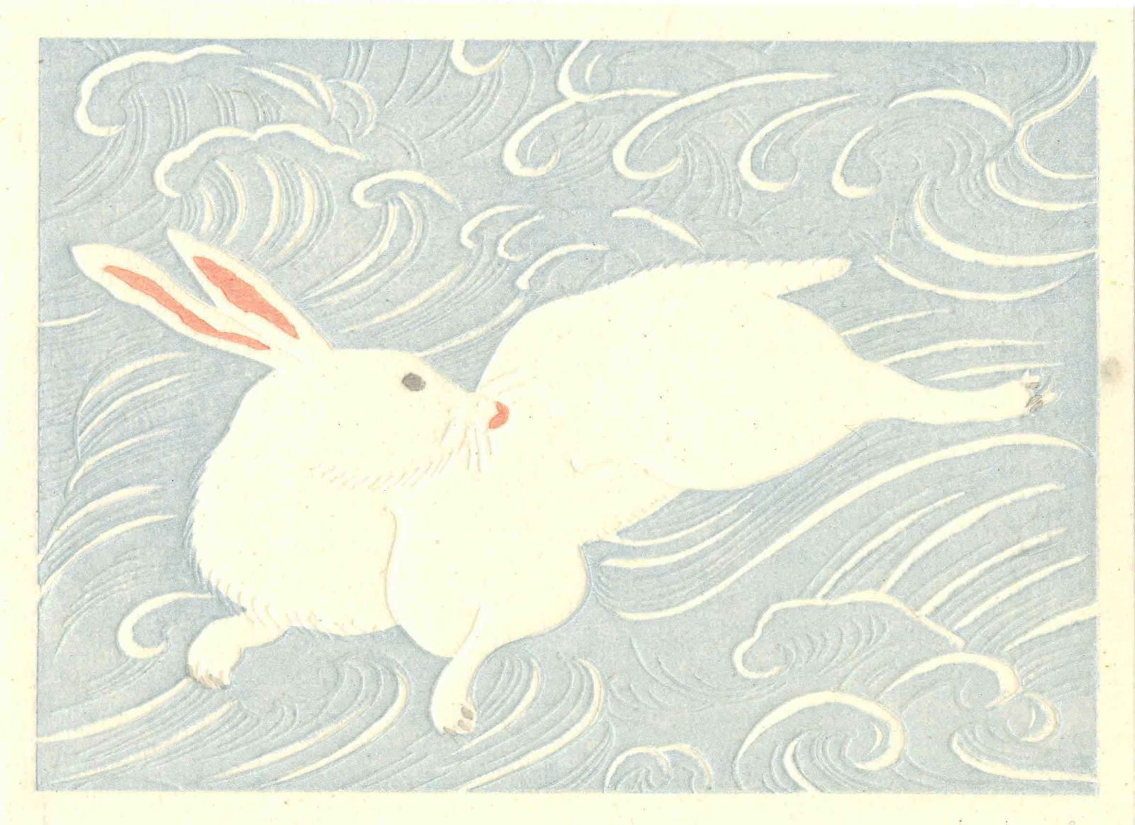 Unknown: Rabbit in Waves Woodblock (1 of 2)