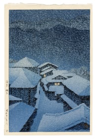 Kawase Hasui -- Snow at Hatori 1946 1st Ed Woodblock