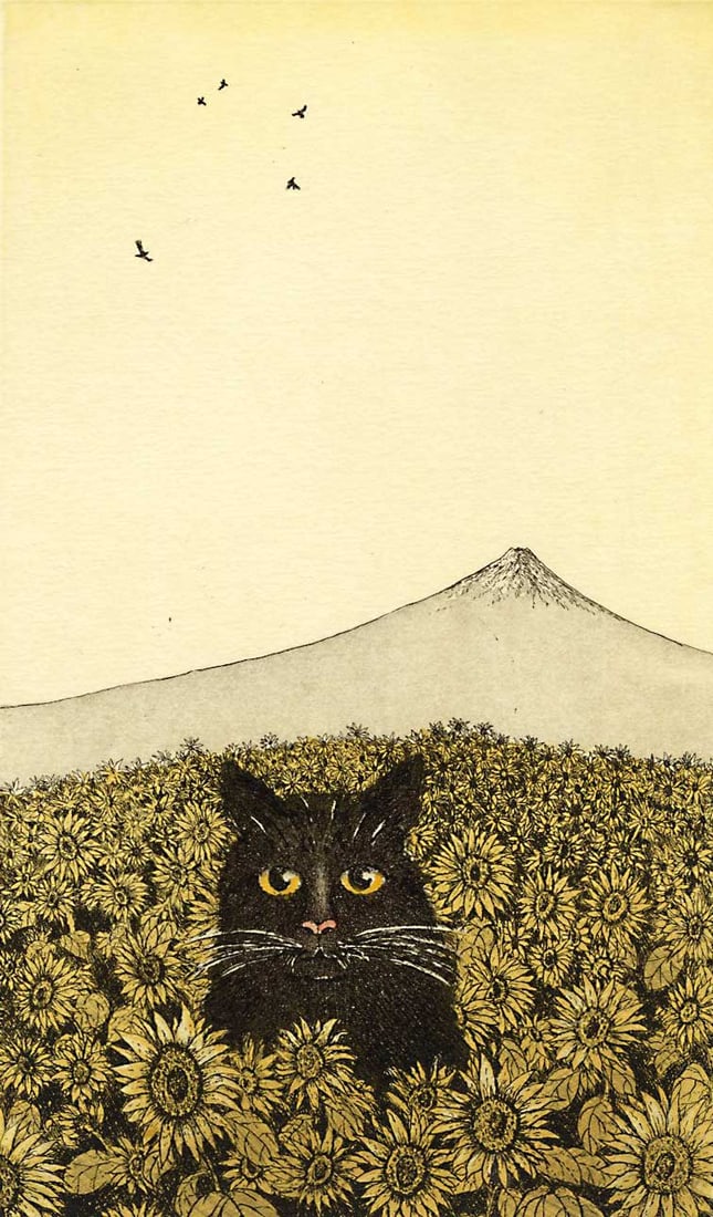 Norikane Hiroto: Black Cat Summer 2020 1st Ed. Mezzotint (1 of 3)