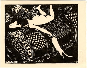 Felix Valloton: La Paresse (Laziness) Woodblock