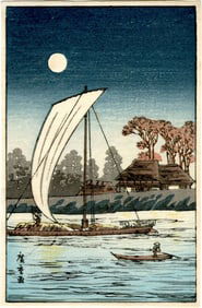 Hiroshige Ando: Returning Home at Evening Woodblock