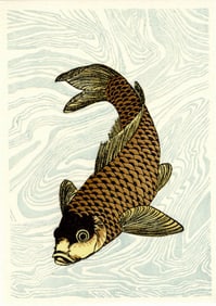 Hokusai Katsushika: Carp Swimming Woodblock
