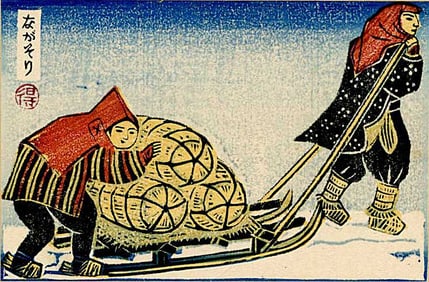 Katsuhira Tokushi: Long Sleigh Woodblock