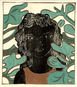 Masahide Asahi: Child of Nature 1952 Woodblock