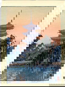 Yoshida Toshi: Pagoda in Kyoto 1940 Lifetime Ed. Woodblock