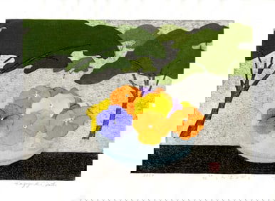 Otsu Kazuyuki: Pansy Flowers 2024 1st Ed Woodblock