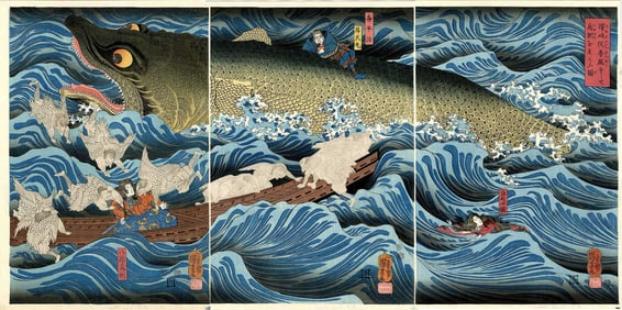 Kuniyoshi: Tametomo Rescued by the Tengu Triptych