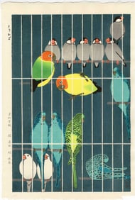 Kasamatsu Shiro: Bird Cage 1957 Woodblock