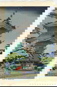 Asano Takeji: Rain in Shinnyodo Woodblock