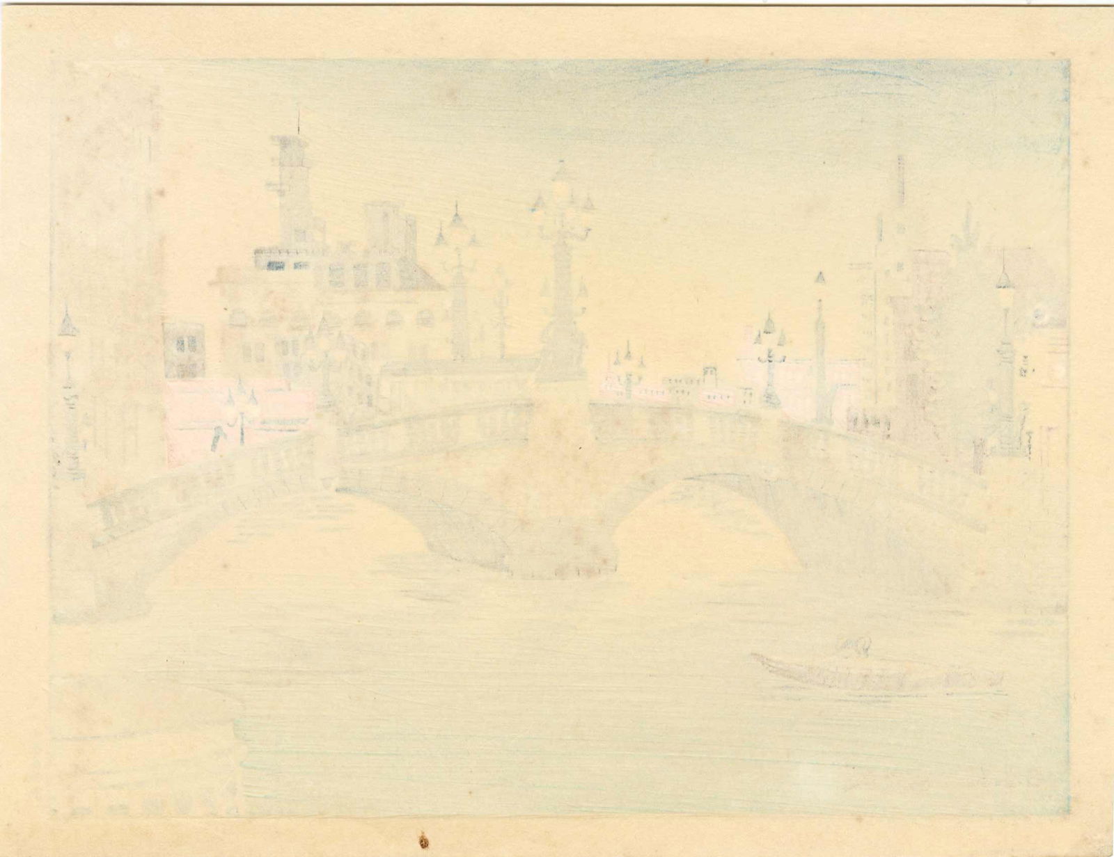 Tokuriki Tomikichiro: Nihonbashi Bridge Tokyo 1942 Woodblock NR - 2