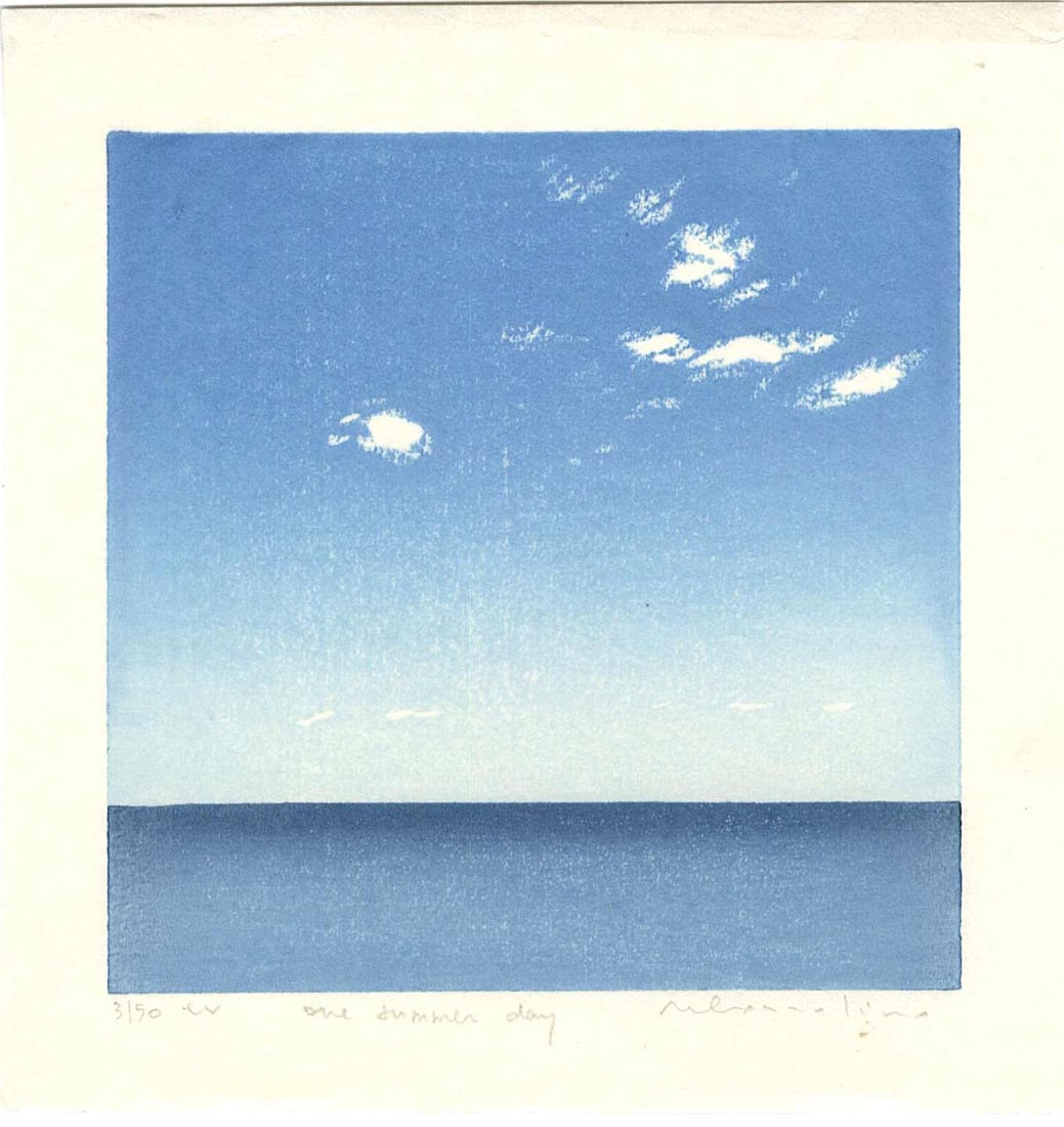 Cozzolino Mara: One Summer Day Woodblock 1st Ed.: Japanese Style Reduction Woodblock Print, 2024, self published by Mara Cozzolino, signed, titled and numbered 3/50 SIZE IN INCHES: 7 x 7 inches MARA COZZOLINO (b.1975) has been creating woodblock