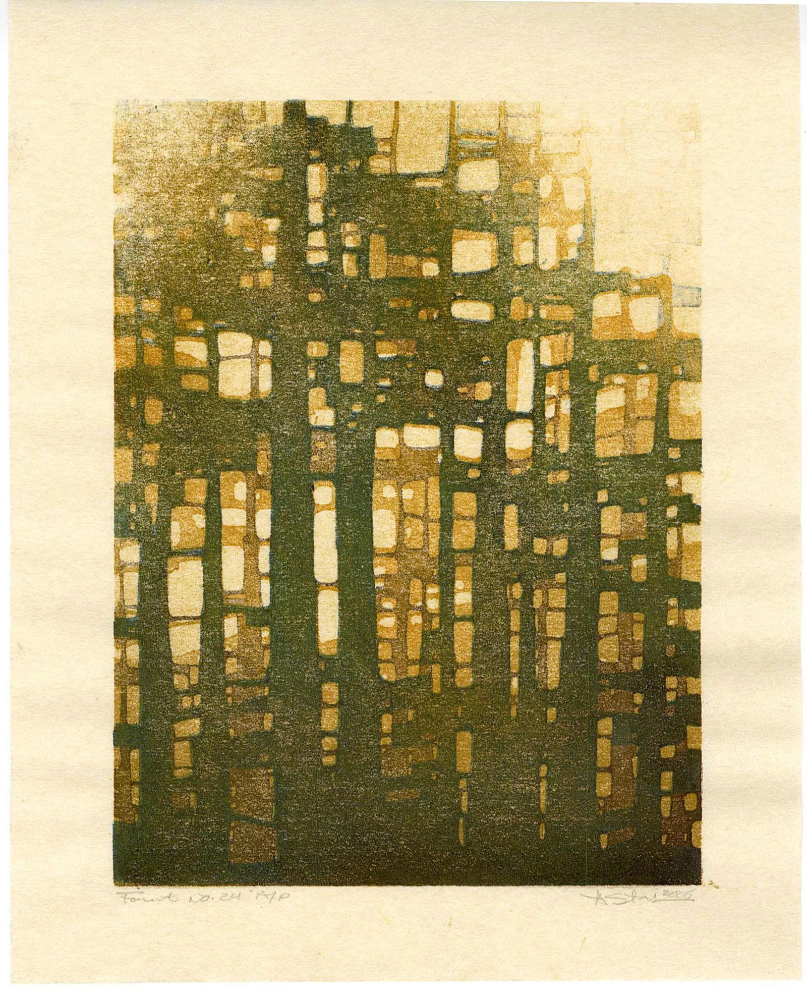 A. Starkey: Forest No.24 Woodblock: Japanese Woodblock Print, 2026, pencil signed and numbered AP (artist's proof) SIZE IN INCHES: 8 x 10 inches