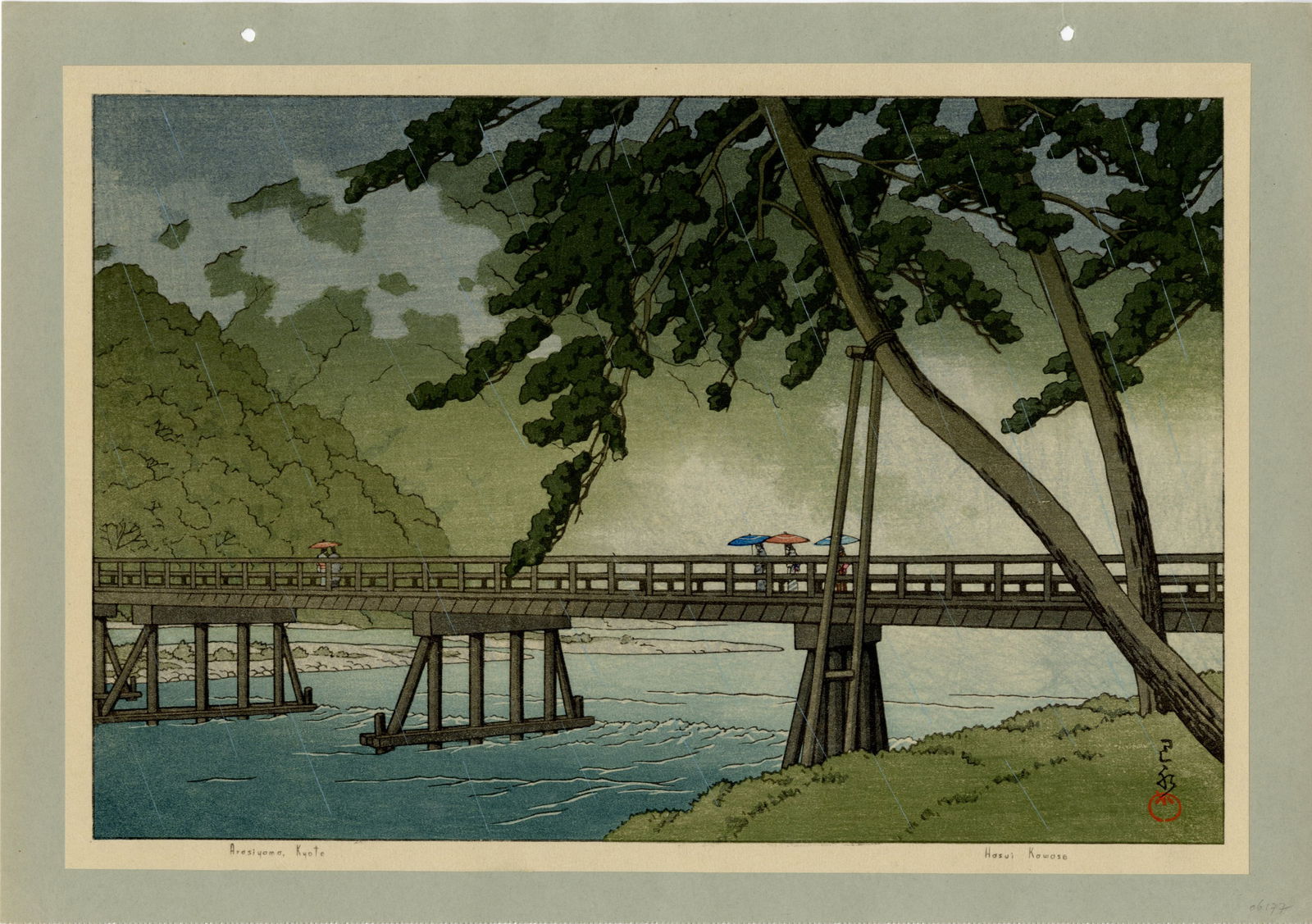 Kawase Hasui: Arashiyama Kyoto 1953 1st Ed Woodblock - 2