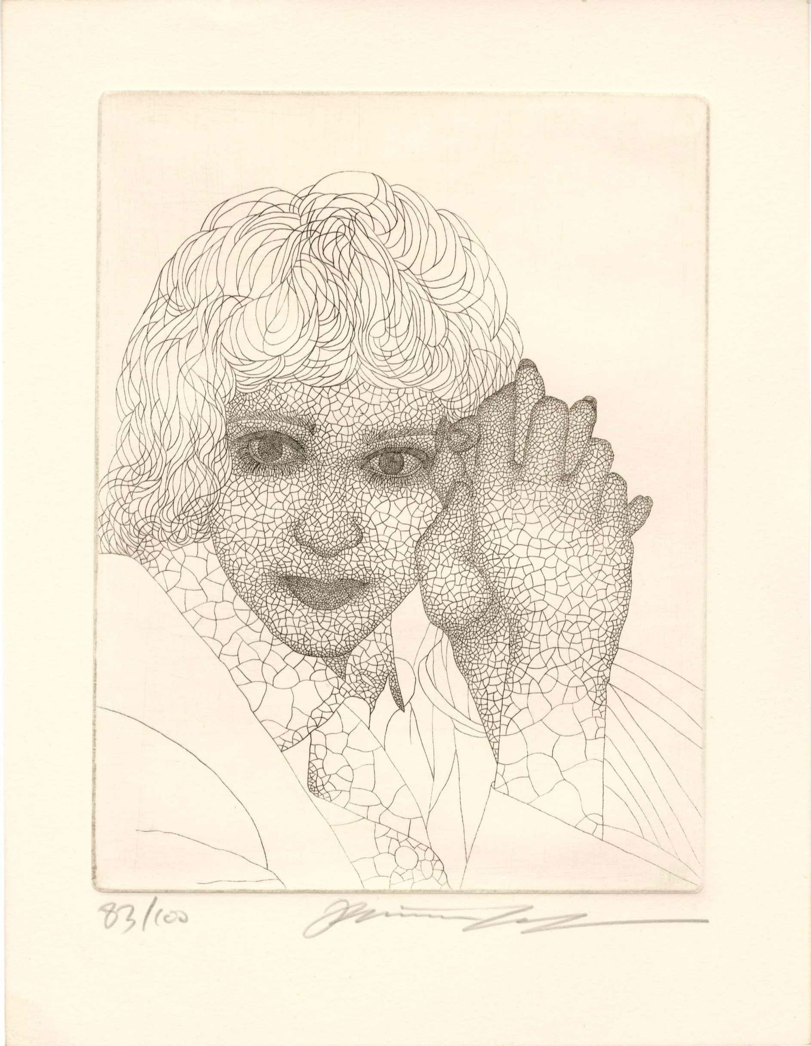 Keito Jo: Serious Copperplate Etching: Japanese Woodblock Print, SIZE IN INCHES: inches PROVENANCE: COMMENTS: