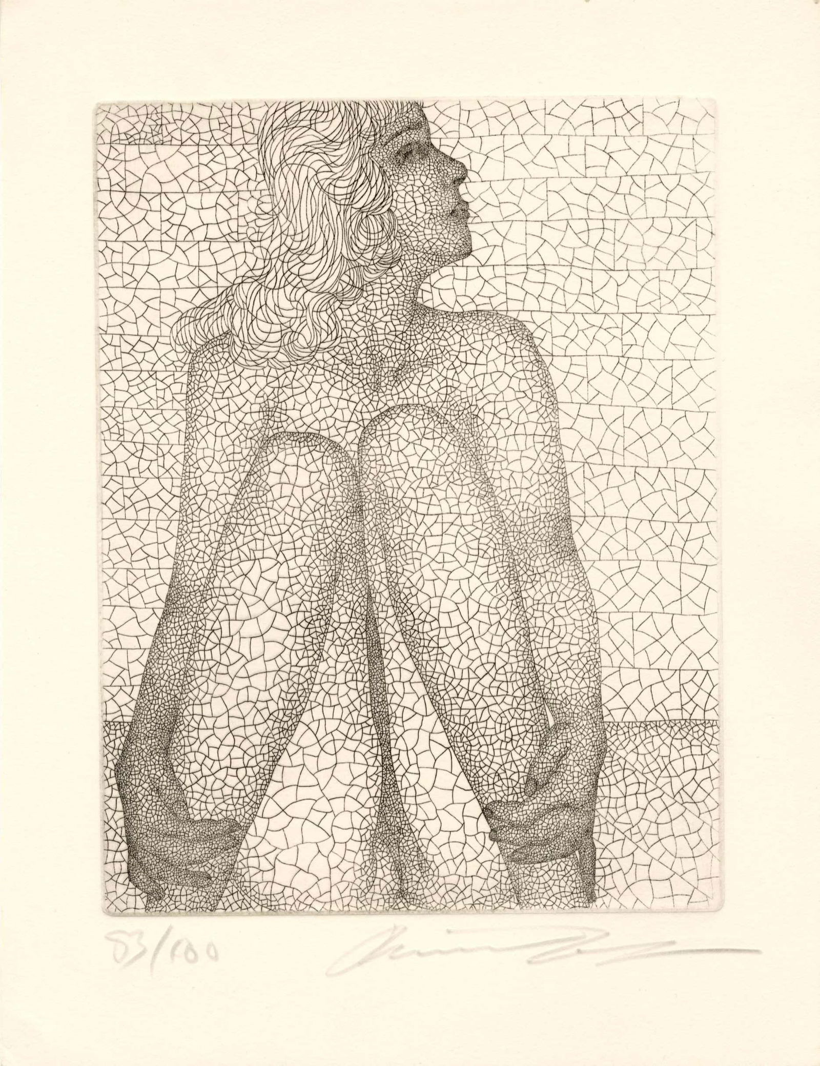 Keito Jo: Sitting Copperplate Etching: Japanese Woodblock Print, SIZE IN INCHES: inches PROVENANCE: COMMENTS: