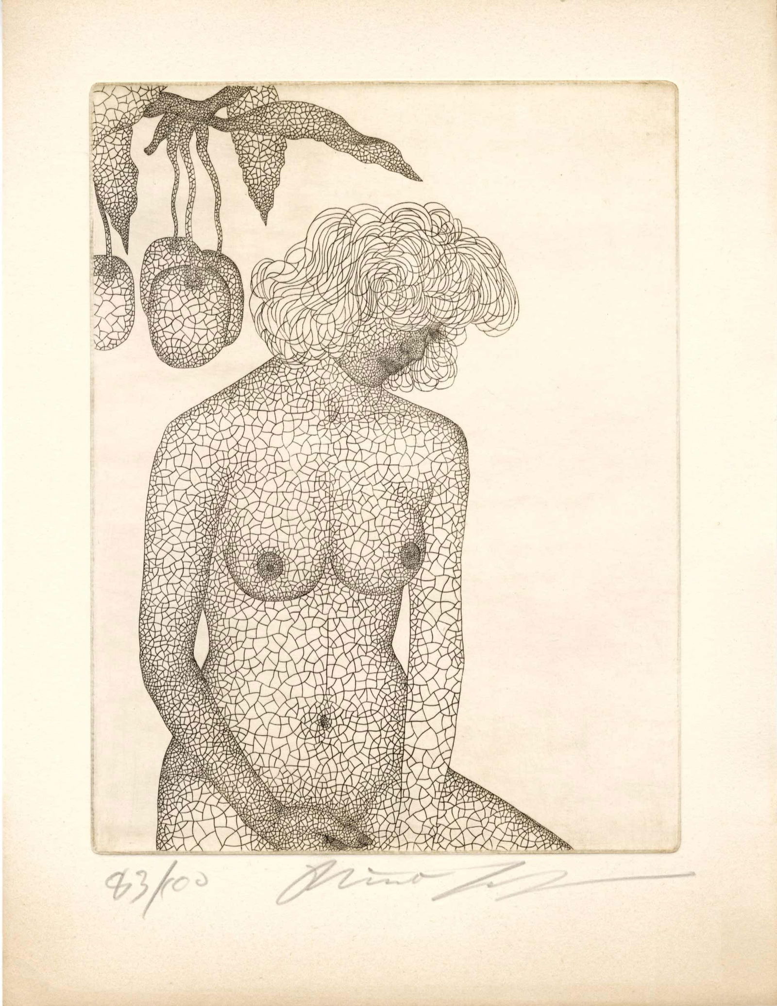 Keito Jo: Temptation Woman Copperplate Etching: Japanese Woodblock Print, SIZE IN INCHES: inches PROVENANCE: COMMENTS: