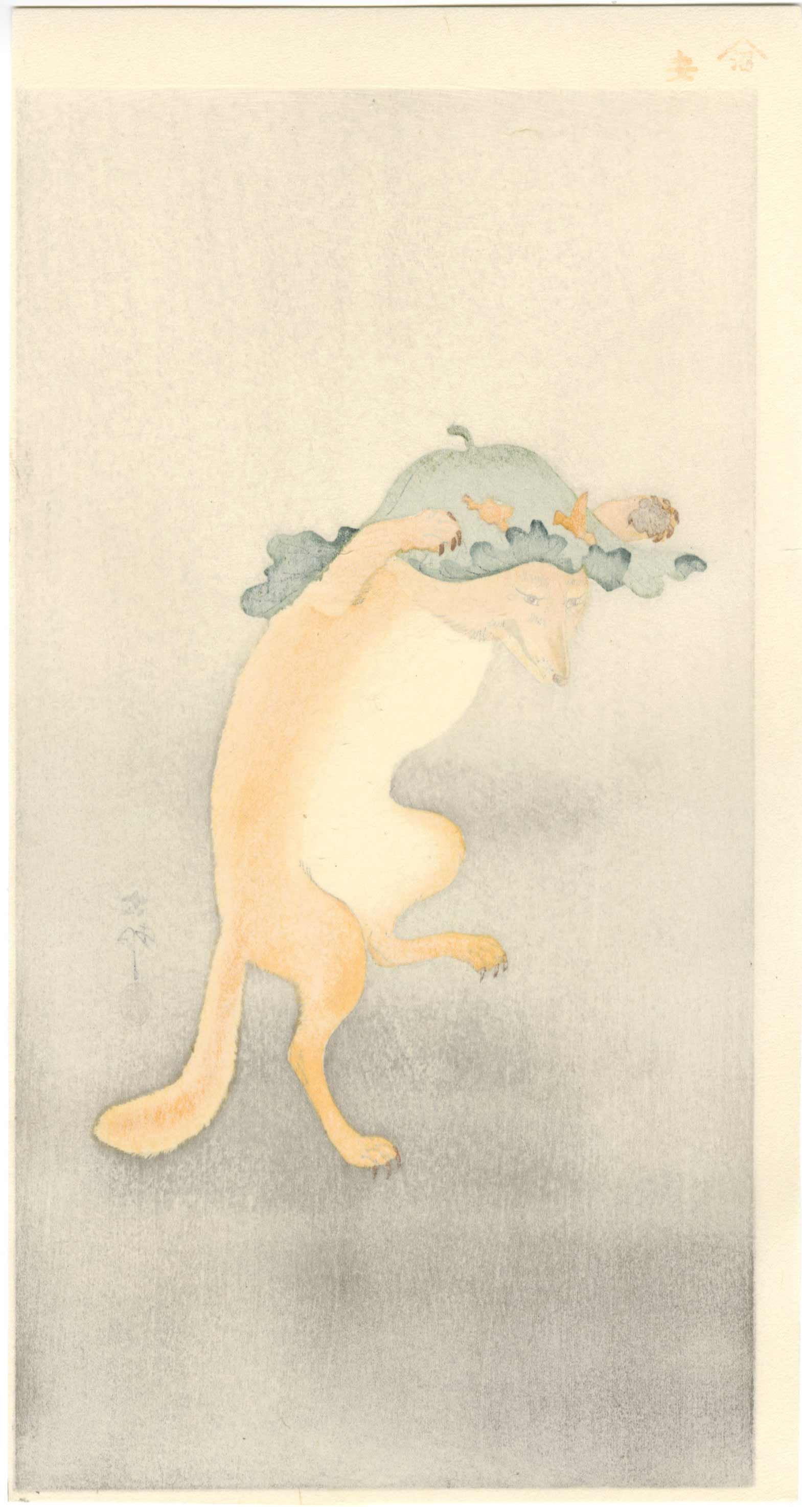 Koson Ohara: Dancing Fox Woodblock - 2