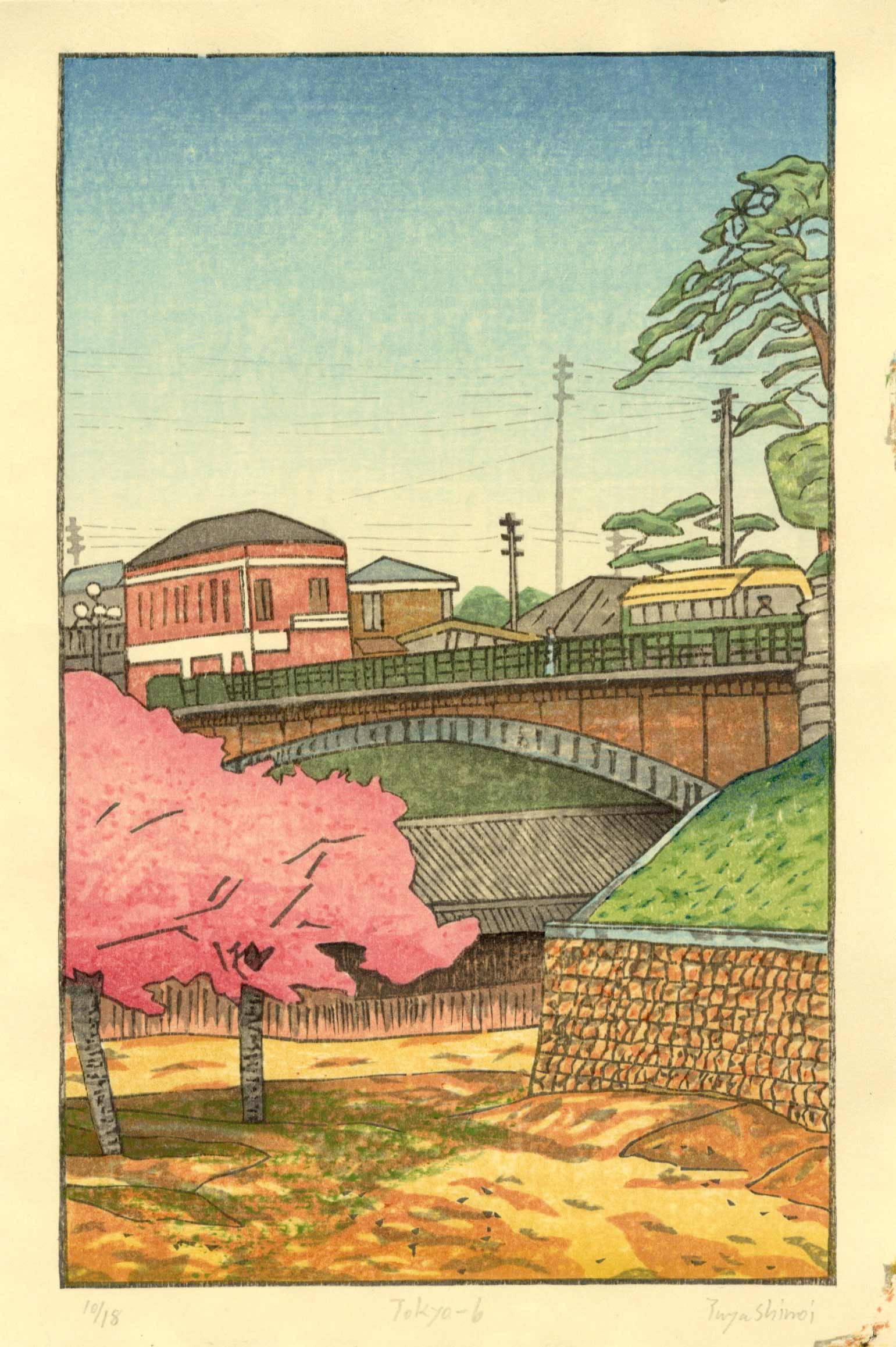 Yuuya Shimoi: Tokyo 6 2025 Woodblock 1st Ed: Japanese Woodblock Print, self-published by Yuuya Shimoi SIZE IN INCHES: chuban , 8 x 12 inches COMMENTS: Yuuya Shimoi is a Japanese contemporary woodblock artist who is particularly adept at creating