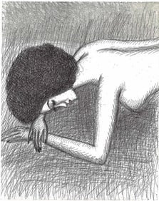 Kazama Kan: Young Woman c.1970s Copperplate