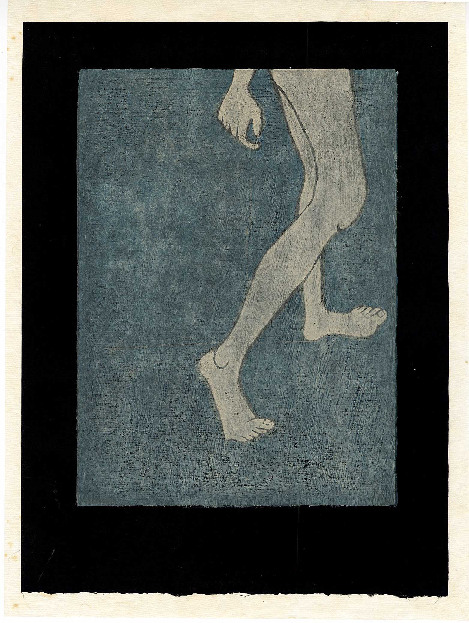 Kenji Najima: While Shaking 1996 1st Edition Woodblock (1 of 2)