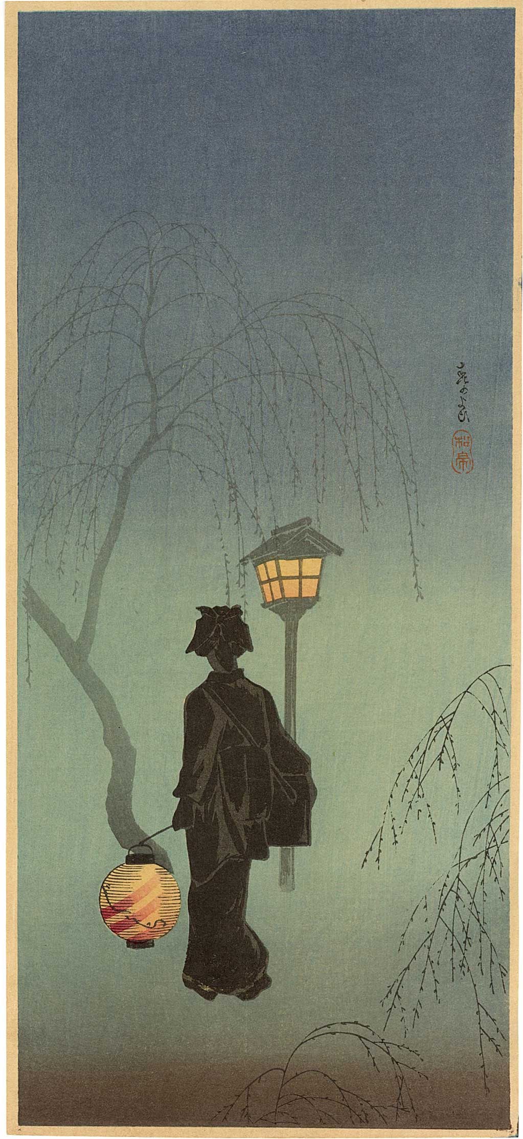 Shotei Takahashi - Spring Evening 1932 Woodblock NR (1 of 2)