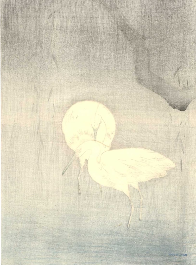 Watanabe Seitei - Wading Egrets by Willow Tree - 2