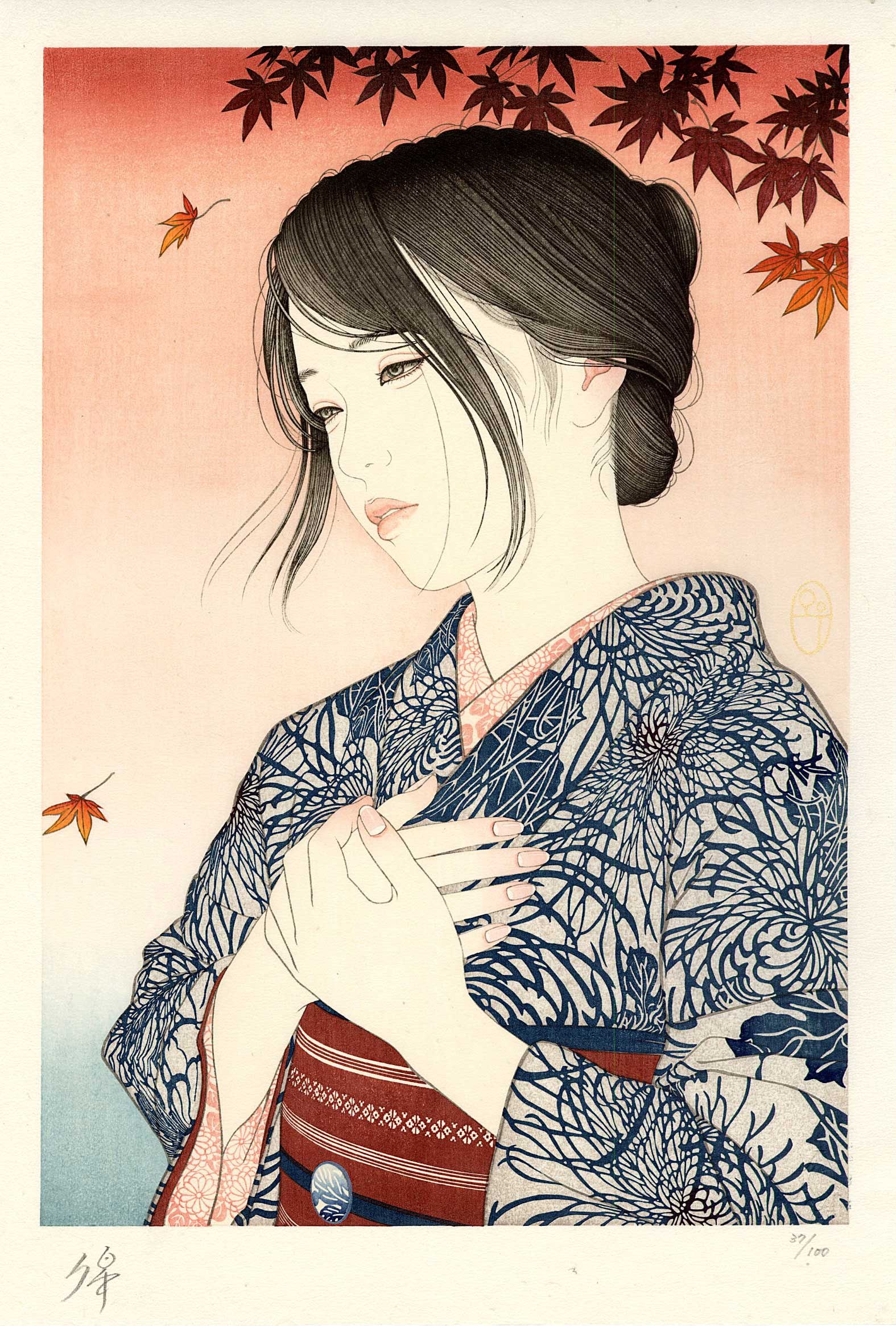 Yu Miyazawa: Twilight 2025 1st Ed Woodblock: Japanese Woodblock Print, 2025 1st edition, numbered 38/100, and signed in bottom margin; published by Adachi SIZE IN INCHES: oban, 10.5 x 15.5 inches YU MIYAZAKI (b.1973) is a contemporary artist liv
