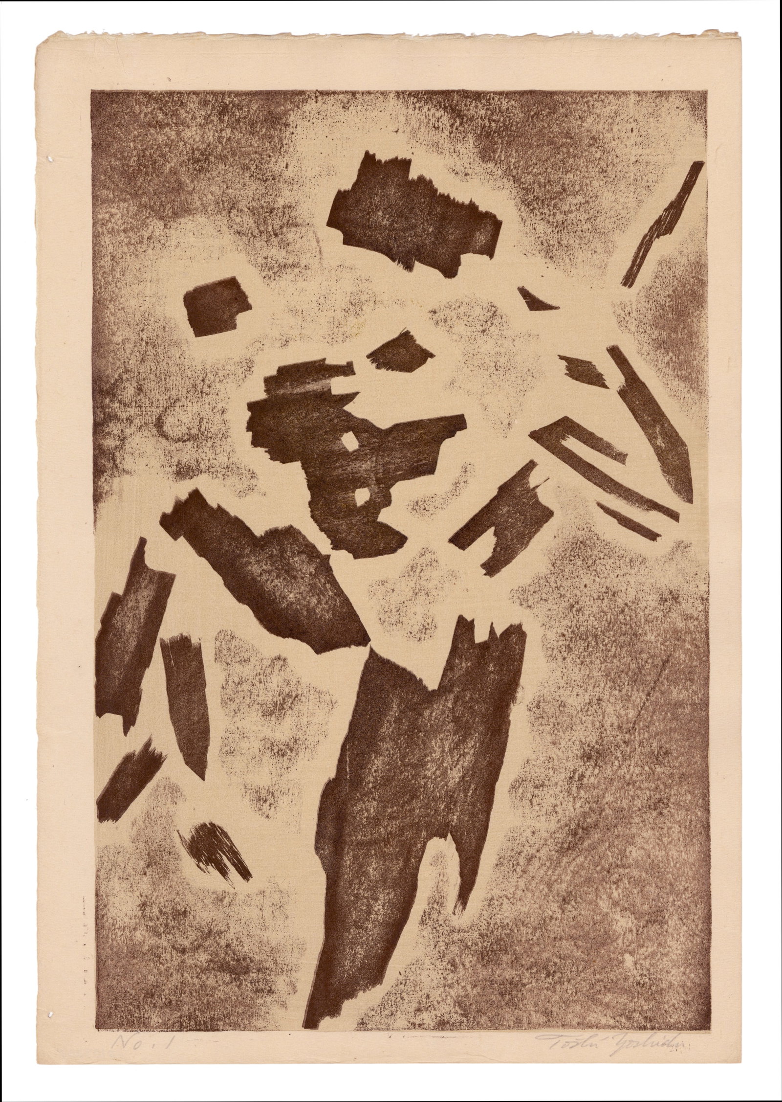 Yoshida Toshi: NO. 1 c.1950s Woodblock NR: Japanese Woodblock Print c.1950s, pencil signed by Toshi Yoshida SIZE IN INCHES: 16.25 x 10.625 inches TOSHI YOSHIDA was the eldest son of Hiroshi Yoshida (1876-1950) who began teaching him when he wa