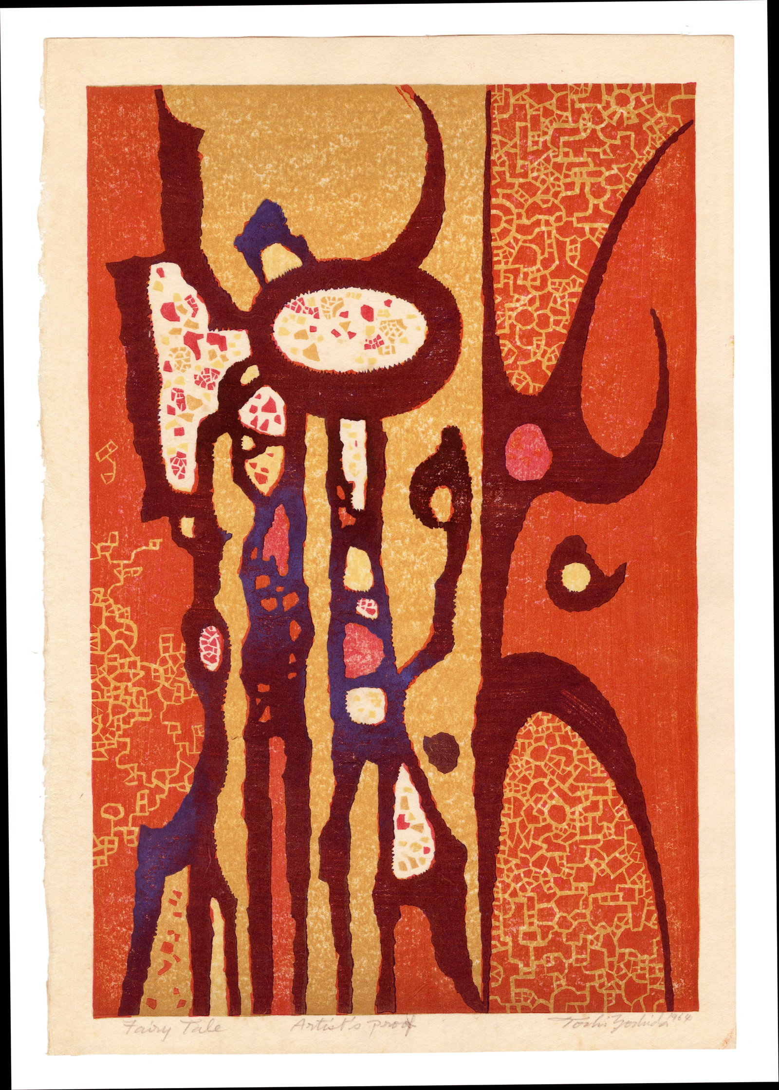 Yoshida Toshi: Fairy Tale (Artist Proof) 1964 Woodblock NR (1 of 2)