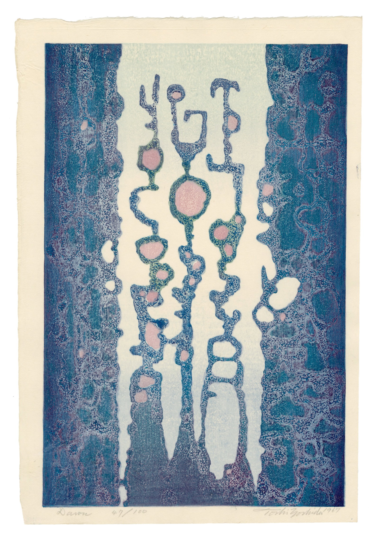 Yoshida Toshi: Dawn 1967 Woodblock NR (1 of 2)